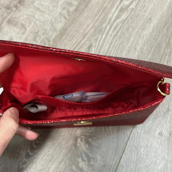 NWT Jimmy Choo Parfums Limited Edition Shimmering Red Glitter Crossbody Clutch - Picture 3 of 9